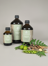 Premium Dhanwantharam Thailam (3-Dosha, huile polyvalente), bouteilles en verre 2DL et 1 litre
